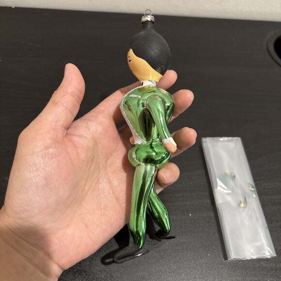 VTG 60s Soffieria De Carlini Hand Blown Glass Male Skater 6.5” Ornament DMG - Picture 5 of 11